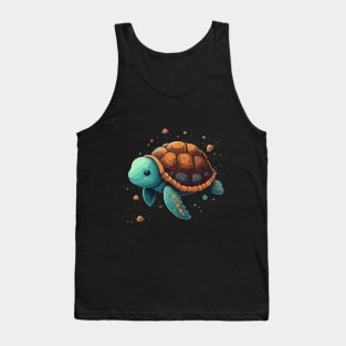 Cute Turtle in Space Childrens Illustration Tank Top